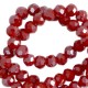 Faceted glass beads 4x3mm disc Dark crimson red-pearl shine coating